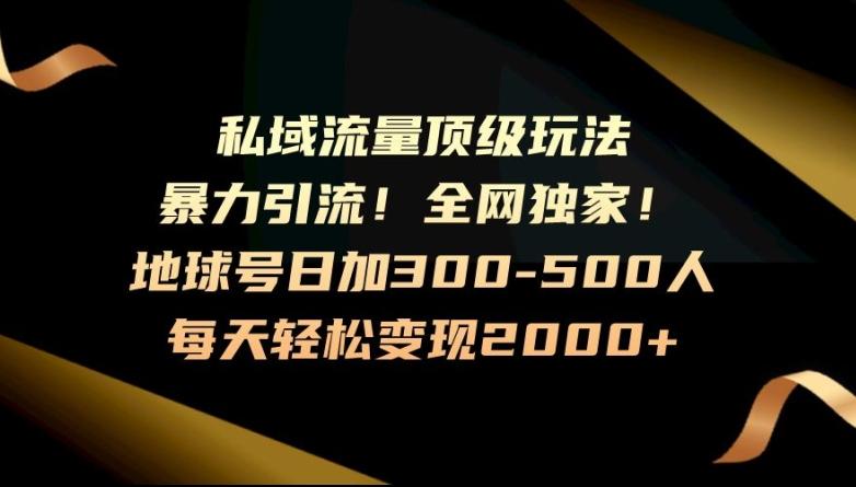 暴力引流，全网独家，地球号日加300-500人，私域流量顶级玩法，每天轻松变现2000+-天韵资源网