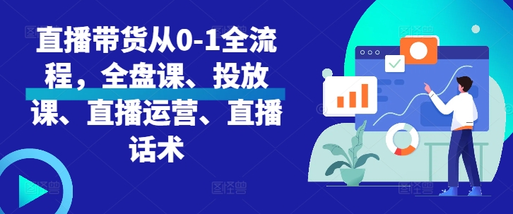 直播带货从0-1全流程，全盘课、投放课、直播运营、直播话术-天韵资源网