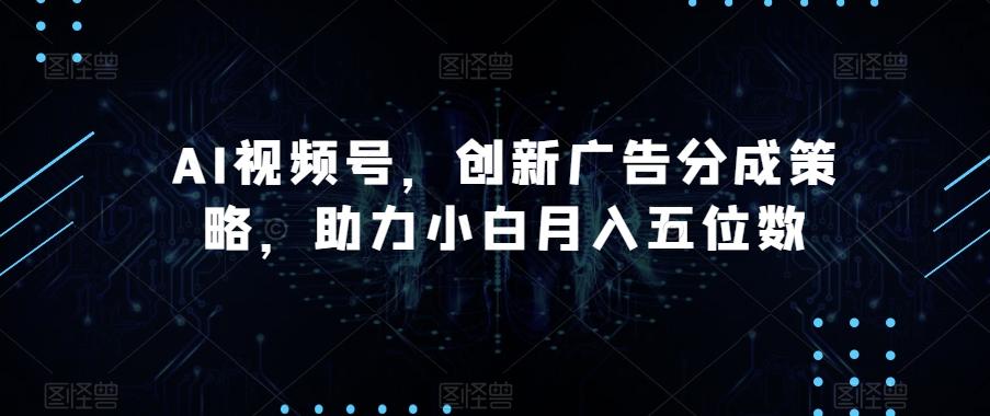 AI视频号，创新广告分成策略，助力小白月入五位数【揭秘】-天韵资源网