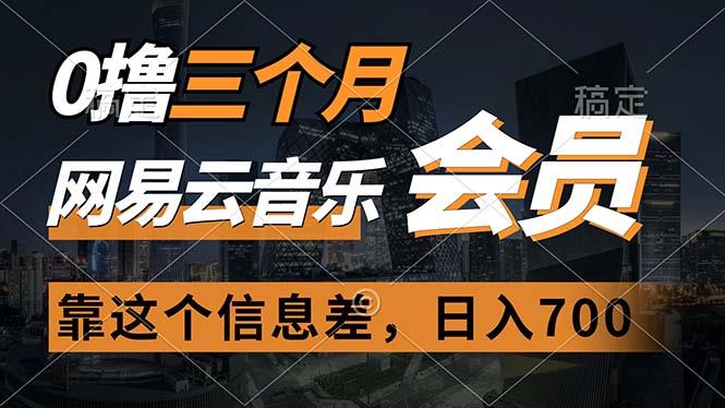0撸三个月网易云音乐会员，靠这个信息差一天赚700，月入2w-天韵资源网