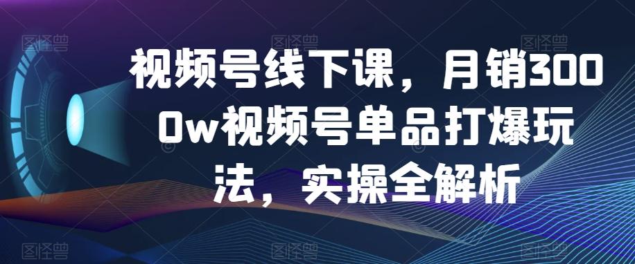 视频号线下课，月销3000w视频号单品打爆玩法，实操全解析-天韵资源网