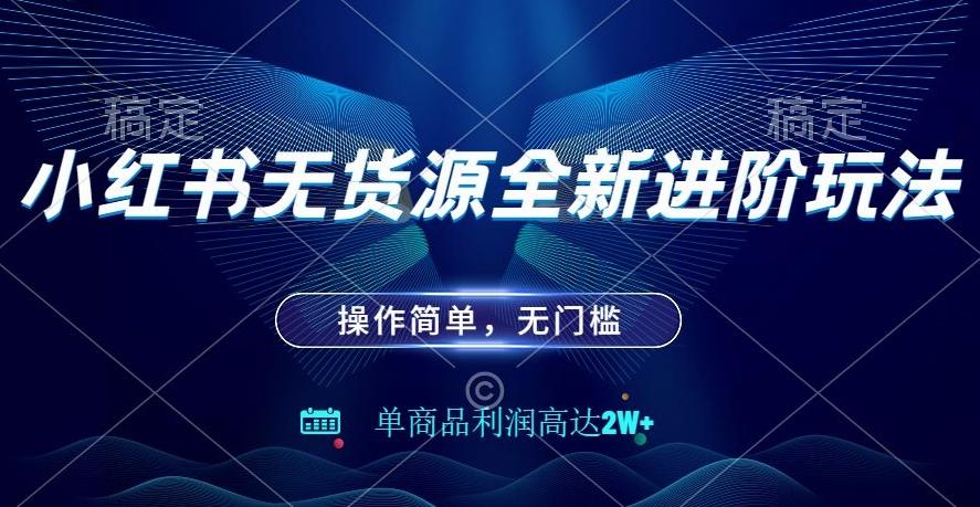 小红书无货源全新进阶玩法，操作简单，单商品利润高达2W+-天韵资源网