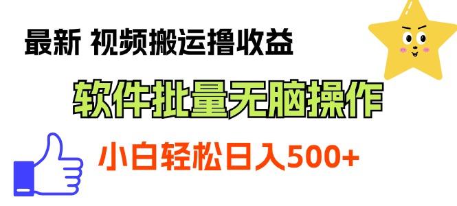 最新视频搬运撸收益，软件无脑批量操作，新手小白轻松上手-天韵资源网