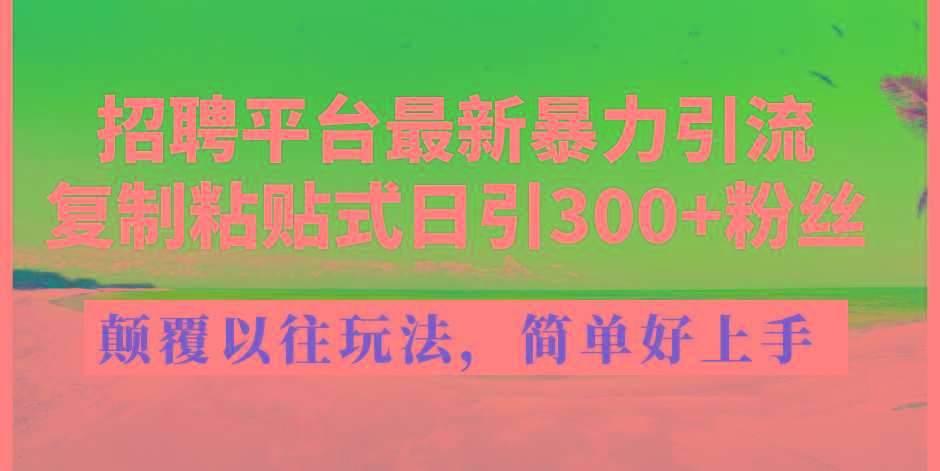 招聘平台最新暴力引流，复制粘贴式日引300+粉丝，颠覆以往垃圾玩法，简…-天韵资源网