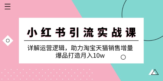 小红书引流实战课：详解运营逻辑，助力淘宝天猫销售增量，爆品打造月入10w-天韵资源网