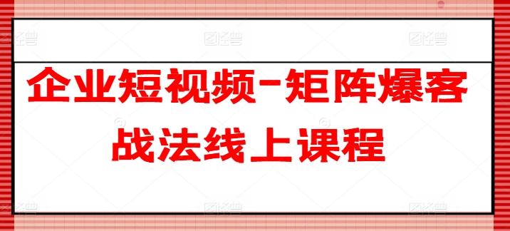 企业短视频-矩阵爆客战法线上课程-天韵资源网