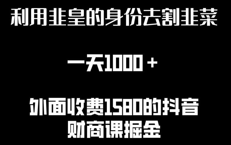 利用非皇的身份去割韭菜，一天1000+(附详细资源)【揭秘】-天韵资源网