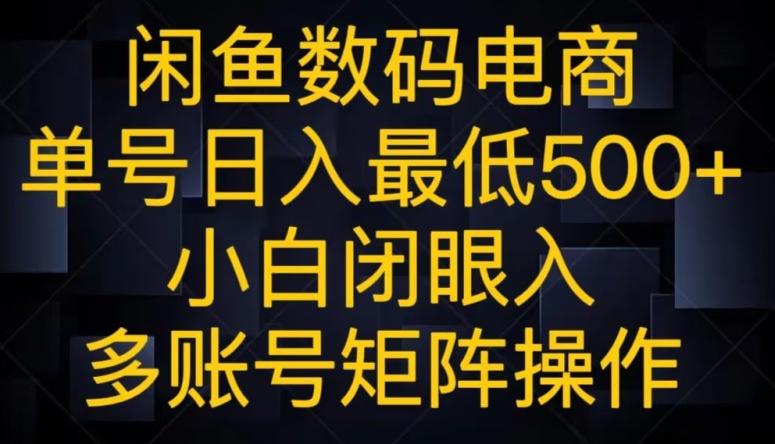 闲鱼数码电商，单号日入最低500+，小白闭眼入，多账号矩阵操作-天韵资源网