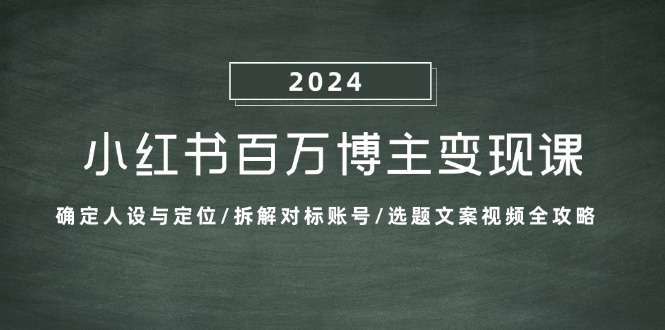 小红书百万博主变现课：确定人设与定位/拆解对标账号/选题文案视频全攻略-天韵资源网