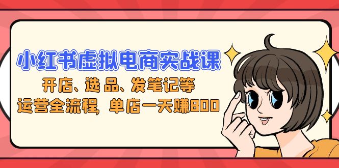 小红书虚拟电商实战课：开店、选品、发笔记等运营全流程，单店一天赚800-天韵资源网