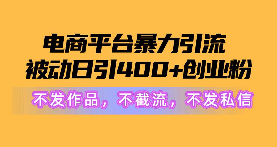 电商平台暴力引流,被动日引400+创业粉不发作品，不截流，不发私信-天韵资源网
