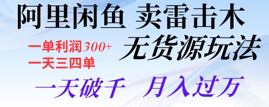 阿里闲鱼卖雷击木无货源玩法，一单利润300+，一天三四单，一天破千，月入过万-天韵资源网