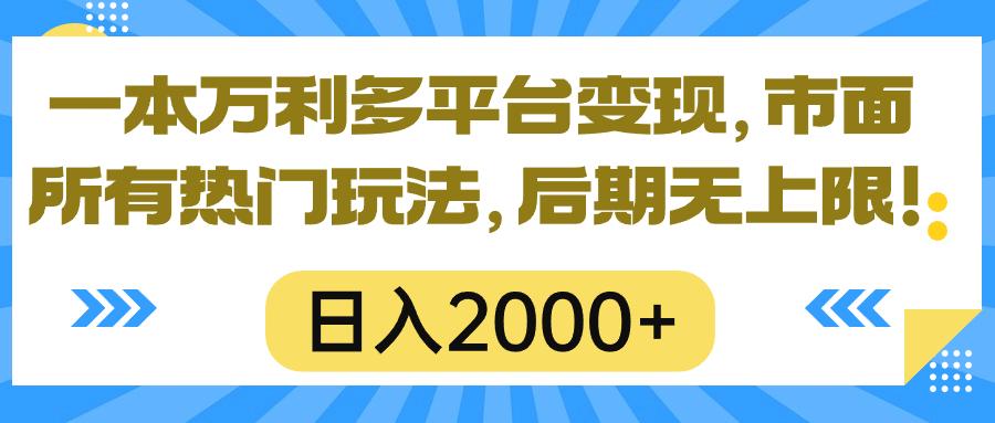 一本万利多平台变现，市面所有热门玩法，日入2000+，后期无上限！-天韵资源网