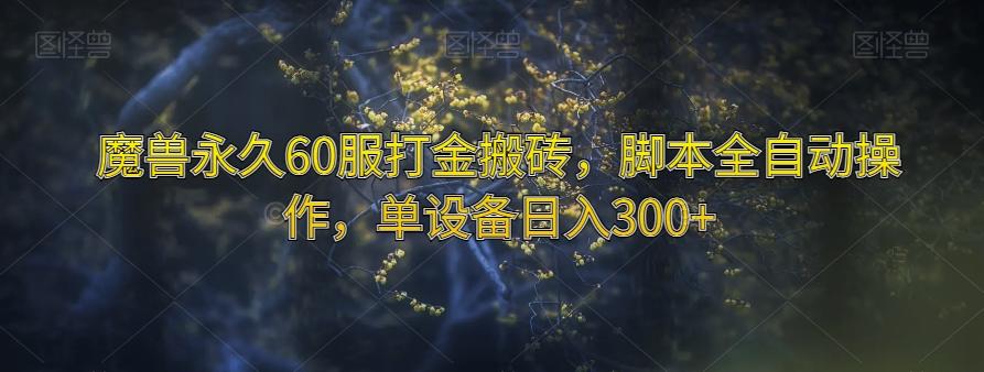 魔兽永久60服打金搬砖，脚本全自动操作，单设备日入300+【揭秘】-天韵资源网