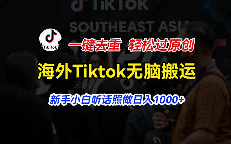 海外Tiktok短视频无脑搬运，一键去重轻松过原创，新手小白听话照做日入…-天韵资源网
