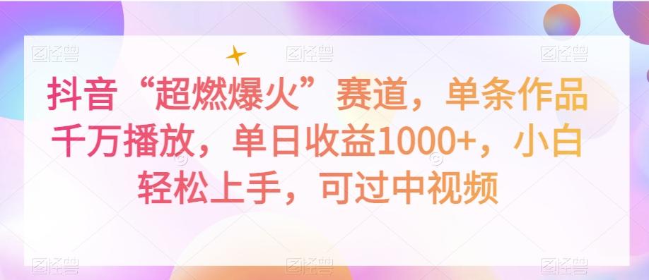 抖音“超燃爆火”赛道，单条作品千万播放，单日收益1000+，小白轻松上手，可过中视频【揭秘】-天韵资源网