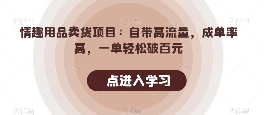情趣用品卖货项目：自带高流量，成单率高，一单轻松破百元-天韵资源网