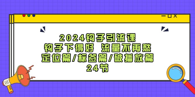 2024钩子引流课：钩子下得好流量不再愁，定位篇/标签篇/破播放篇/24节-天韵资源网