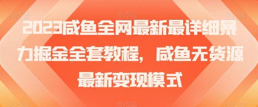 2023咸鱼全网最新最详细暴力掘金全套教程，咸鱼无货源最新变现模式【揭秘】-天韵资源网