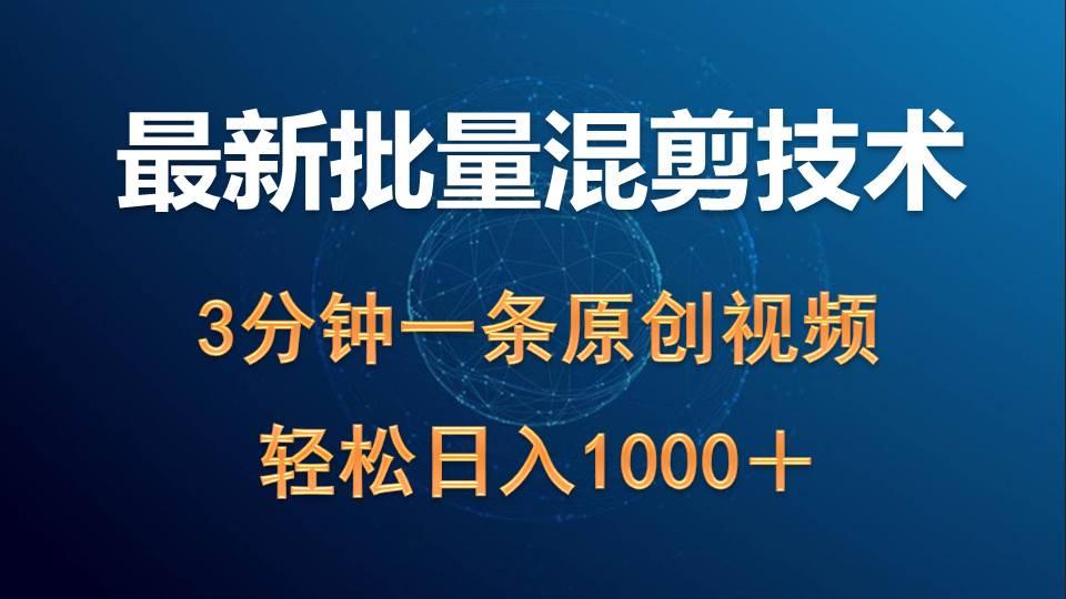 (9982期)最新批量混剪技术撸收益热门领域玩法，3分钟一条原创视频，轻松日入1000＋-天韵资源网