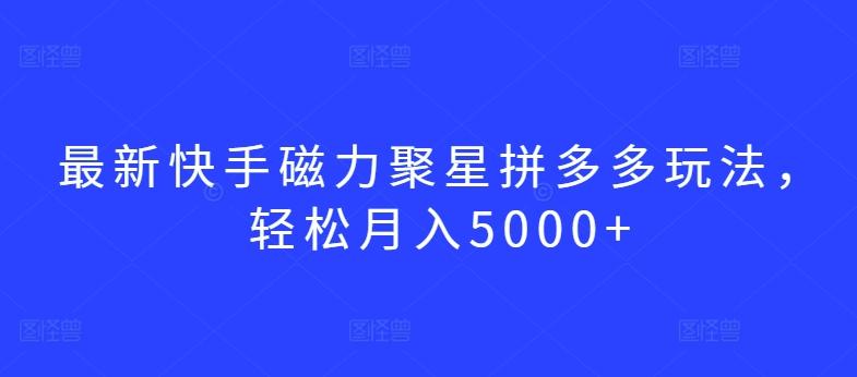 最新快手磁力聚星拼多多玩法，轻松月入5000+【揭秘】-天韵资源网