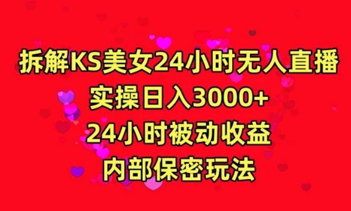 利用快手24小时无人美女直播，实操日入3000，24小时被动收益，内部保密玩法【揭秘】-天韵资源网
