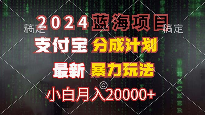 2024蓝海项目，支付宝分成计划，暴力玩法，刷爆播放量，小白月入20000+-天韵资源网