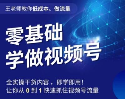 王老师教你低成本、做流量，零基础学做视频号，0-1快速抓住视频号流量-天韵资源网
