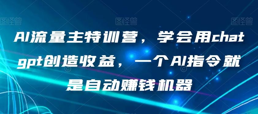AI流量主特训营，学会用chatgpt创造收益，一个AI指令就是自动赚钱机器-天韵资源网