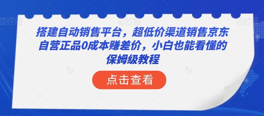 搭建自动销售平台，超低价渠道销售京东自营正品0成本赚差价，小白也能看懂的保姆级教程【揭秘】-天韵资源网