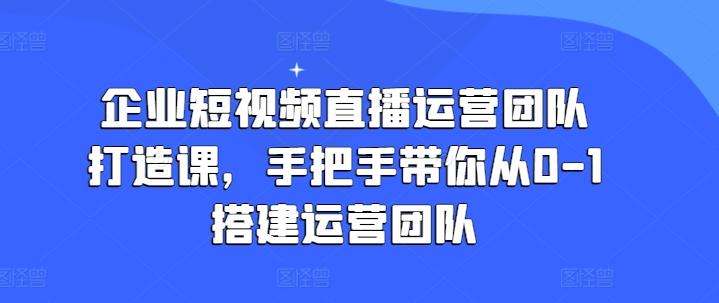 企业短视频直播运营团队打造课，手把手带你从0-1搭建运营团队-天韵资源网