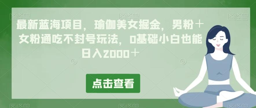 最新蓝海项目，瑜伽美女掘金，男粉＋女粉通吃不封号玩法，0基础小白也能日入2000＋-天韵资源网