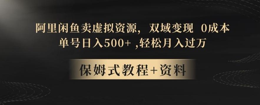 阿里闲鱼卖虚拟资源，双域变现，0成本，日入500+，轻松月入过万-天韵资源网