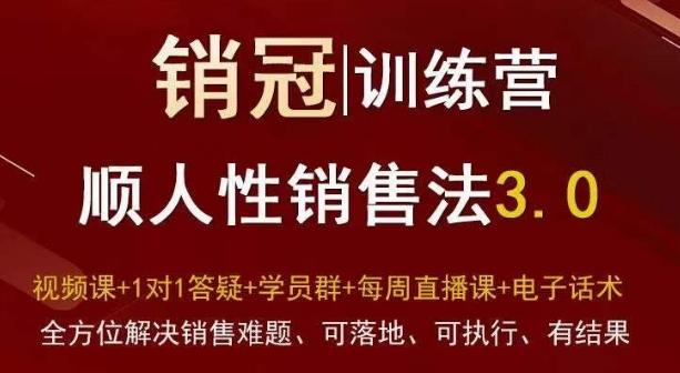 爆款！销冠训练营3.0之顺人性销售法，全方位解决销售难题、可落地、可执行、有结果-天韵资源网