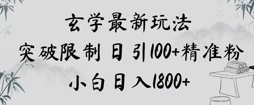玄学新玩法，突破限制，日引100+精准粉，小白日入1800+【揭秘】-天韵资源网
