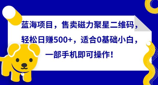 蓝海项目，售卖磁力聚星二维码，轻松日赚500+，适合0基础小白，一部手机即可操作【揭秘】-天韵资源网