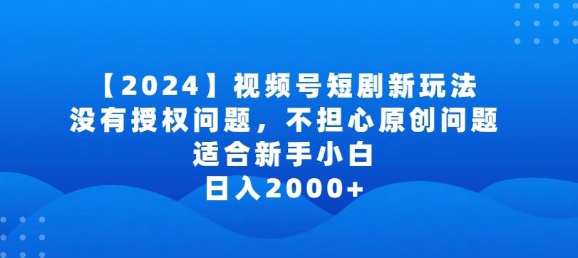 2024视频号短剧玩法，没有授权问题，不担心原创问题，适合新手小白，日入2000+【揭秘】-天韵资源网