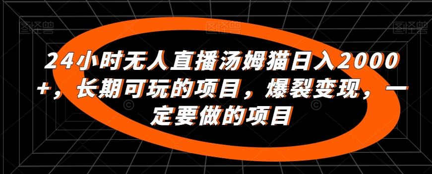 24小时无人直播汤姆猫日入2000+，长期可玩的项目，爆裂变现，一定要做的项目【揭秘】-天韵资源网