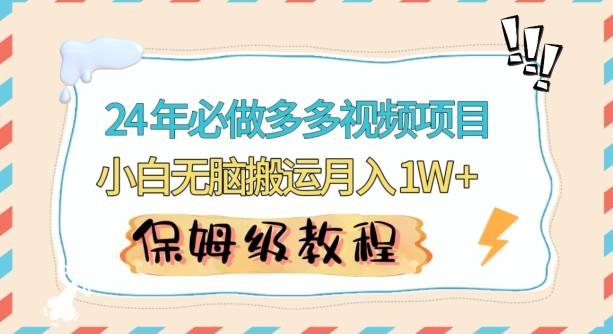 人人都能操作的蓝海多多视频带货项目，小白无脑搬运月入10000+【揭秘】-天韵资源网