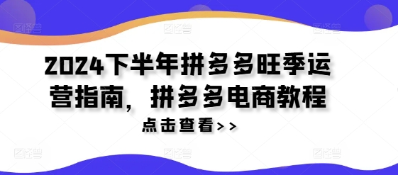 2024下半年拼多多旺季运营指南，拼多多电商教程-天韵资源网