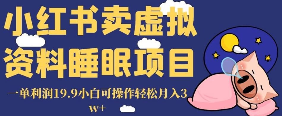 小红书卖虚拟资料睡眠项目，一单利润19.9小白可操作轻松月入3w+【揭秘】-天韵资源网
