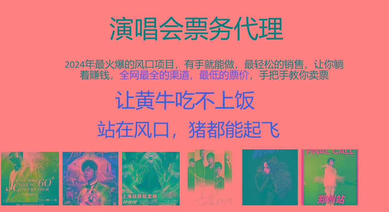 2024年最火爆风口项目，演唱会票务代理，日入2000+，一部手机就能搞定！-天韵资源网