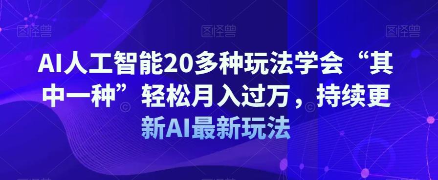 AI人工智能20多种玩法学会“其中一种”轻松月入过万，持续更新AI最新玩法-天韵资源网