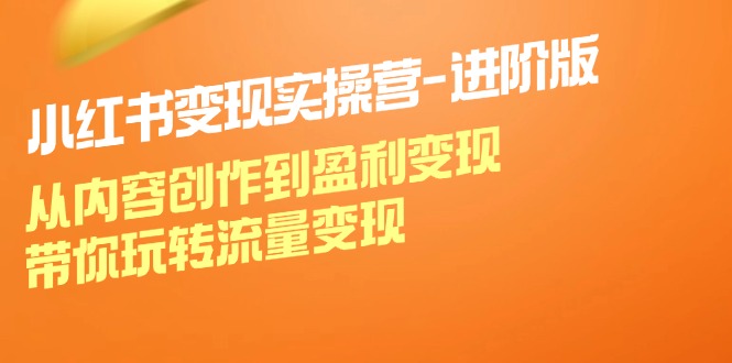 小红书变现实操营进阶版：从内容创作到盈利变现，带你玩转流量变现-天韵资源网