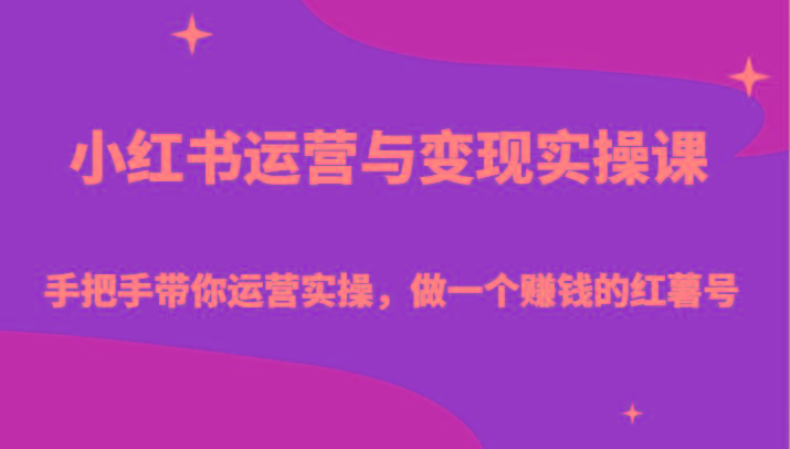 小红书运营与变现实操课-手把手带你运营实操，做一个赚钱的红薯号-天韵资源网
