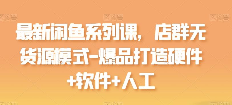 最新闲鱼系列课，店群无货源模式-爆品打造硬件+软件+人工-天韵资源网