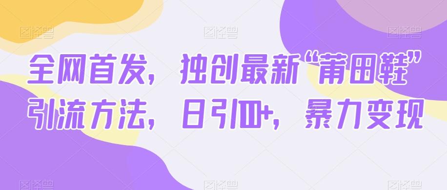 全网首发，独创最新“莆田鞋”引流方法，日引100+，暴力变现-天韵资源网