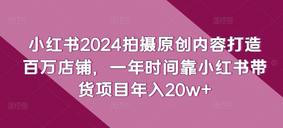 小红书2024拍摄原创内容打造百万店铺，一年时间靠小红书带货项目年入20w+-天韵资源网