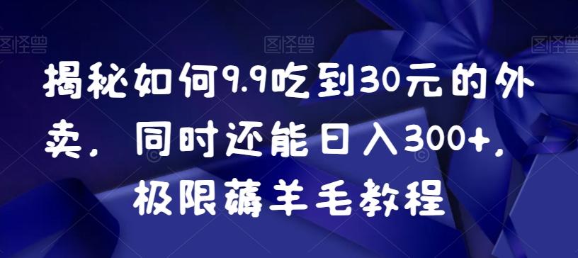 揭秘如何9.9吃到30元的外卖，同时还能日入300+，极限薅羊毛教程-天韵资源网