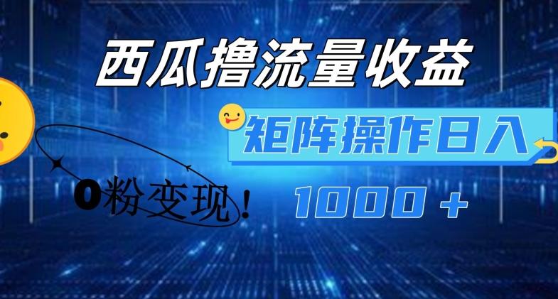 西瓜视频撸流量，简单上手，0粉变现矩阵操作，日入1000+【揭秘】-天韵资源网